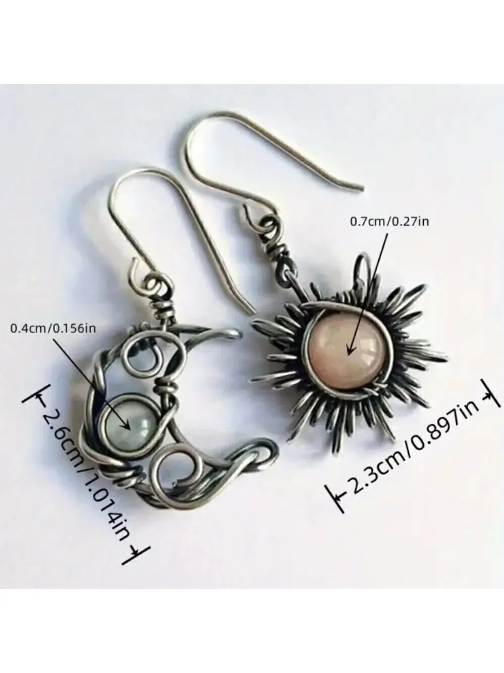 Elegant Vintage Style Sun and Moon Earrings Symbolic Harmony Boho Chic Handmade